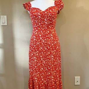 Orange Floral Dress Size Small
